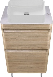 Style Line Тумба с раковиной напольная Атлантика 60, ясень перламутр, столешница ID01 – фотография-1